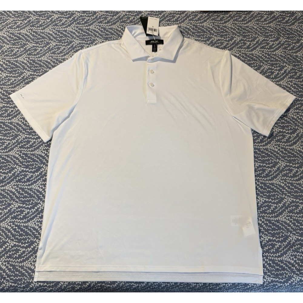 NWT RLX Ralph Lauren White Jersey Polo Golf Shirt Mens Size XL